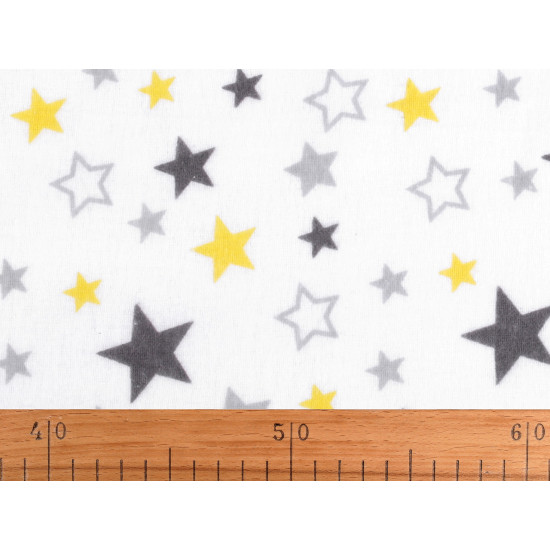 Cotton flannel fabric, stars - Grey (10 Meters)