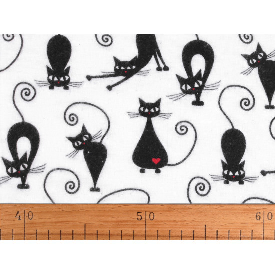 Baumwollflanell katzen - Weiß (10 Meter)