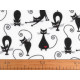 Baumwollflanell katzen - Weiß (10 Meter)