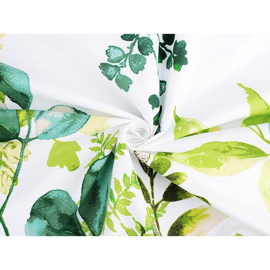 Cotton fabric / canvas - leaves - Green (1 Meter)