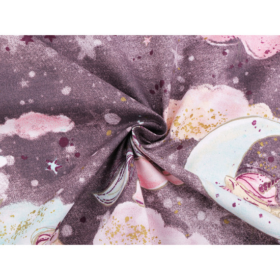Cotton fabric / canvas with golden print, unicorn - Mint (10 Meters) Cotton fabric / canvas with golden print, unicorn - Mint (10 Meters)