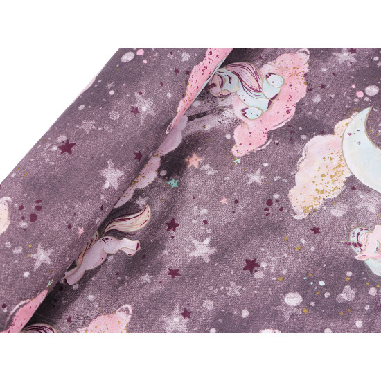 Cotton fabric / canvas with golden print, unicorn - Mint (10 Meters) Cotton fabric / canvas with golden print, unicorn - Mint (10 Meters)