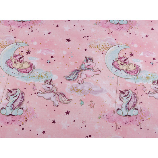 Cotton fabric / canvas with golden print, unicorn - Mint (10 Meters) Cotton fabric / canvas with golden print, unicorn - Mint (10 Meters)