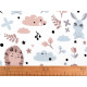 Cotton fabric / canvas rabbit, hedgehog - Beige (1 Meter)