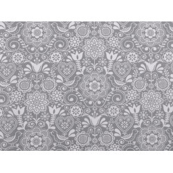 Cotton fabric / canvas - folk style - Grey (1 Meter)