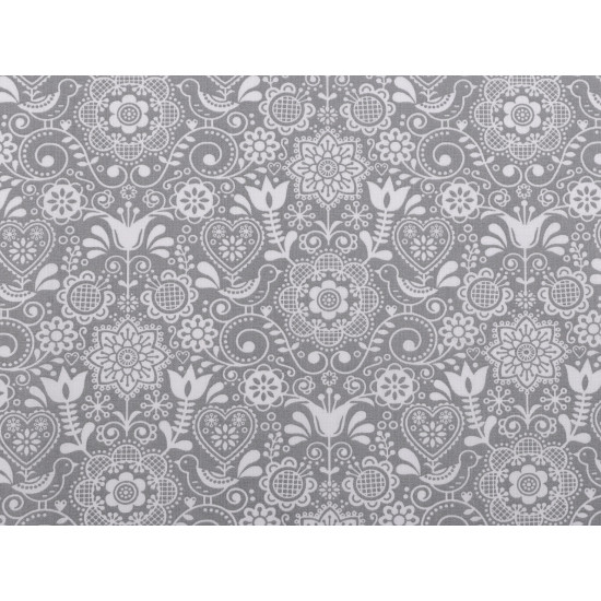 Cotton fabric / canvas - folk style - Grey (1 Meter)