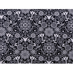 Cotton fabric / canvas - folk style - Blue dark (1 Meter)
