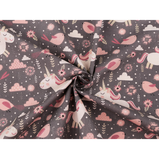Cotton fabric / canvas unicorn - Taupe (1 Meter)