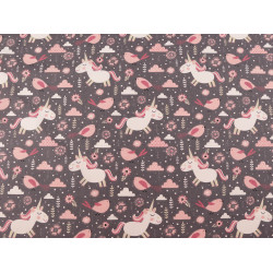 Cotton fabric / canvas unicorn - Taupe (1 Meter)