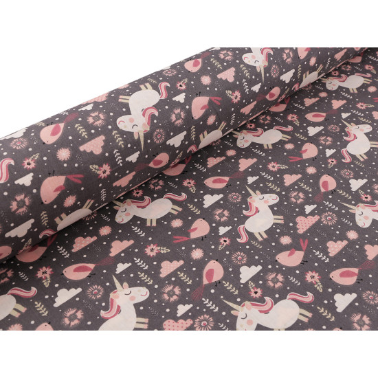 Cotton fabric / canvas unicorn - Taupe (1 Meter)