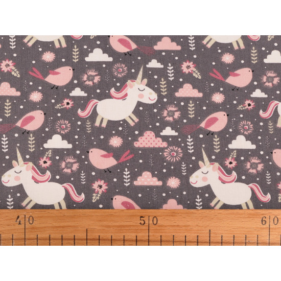 Cotton fabric / canvas unicorn - Taupe (1 Meter)