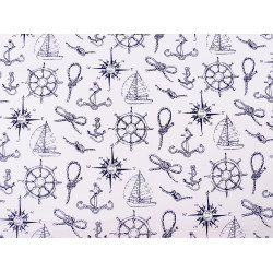 Cotton fabric / canvas - nautical pattern - White (1 Meter)