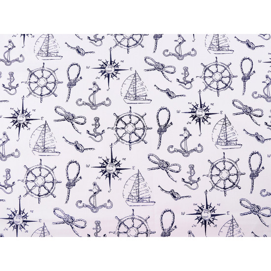 Cotton fabric / canvas - nautical pattern - Blue dark (1 Meter)