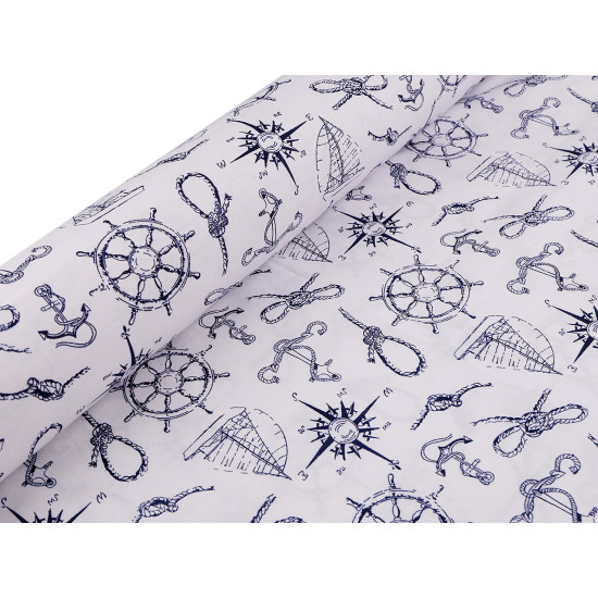 Cotton fabric / canvas - nautical pattern - Blue dark (1 Meter)