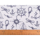 Cotton fabric / canvas - nautical pattern - Blue dark (1 Meter)