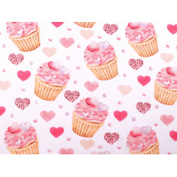 Baumwollstoff/leinen cupcake - Weiß (1 Meter)