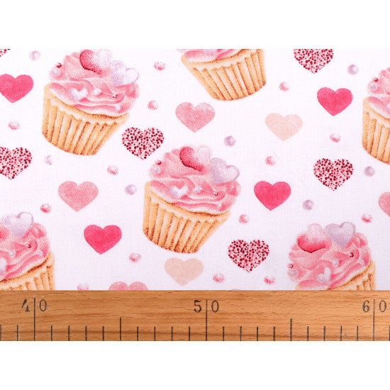 Baumwollstoff/leinen cupcake - Weiß (1 Meter)
