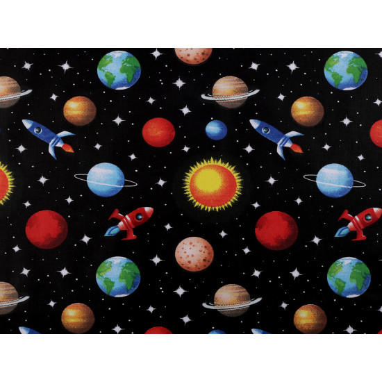 Baumwollstoff/leinen universum/planeten - Schwarz (10 Meter)