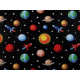 Baumwollstoff/leinen universum/planeten - Schwarz (10 Meter)