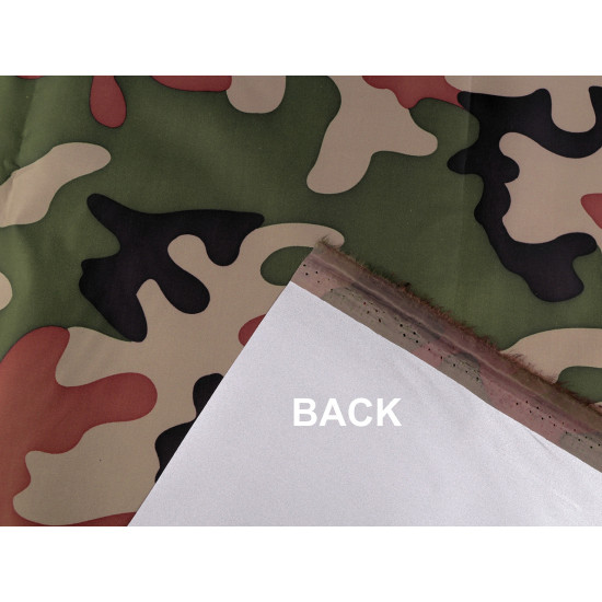 Polyester windbreaker fabric with silver coating, camouflage - Green (1 Meter) Polyester windbreaker fabric with silver coating, camouflage - Green (1 Meter)
