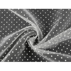 Organza à pois - Blanc (1 Mètre)