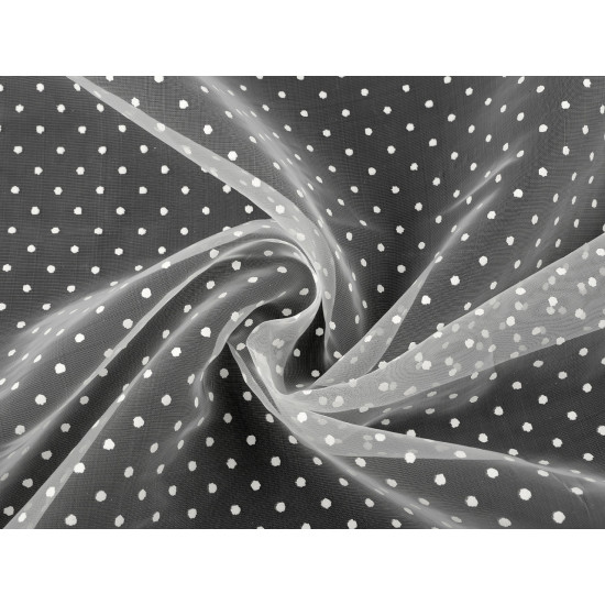 Organza à pois - Bleu lumineux (1 Mètre) Organza à pois - Bleu lumineux (1 Mètre)