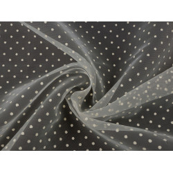 Organza à pois - Vanille (1 Mètre)