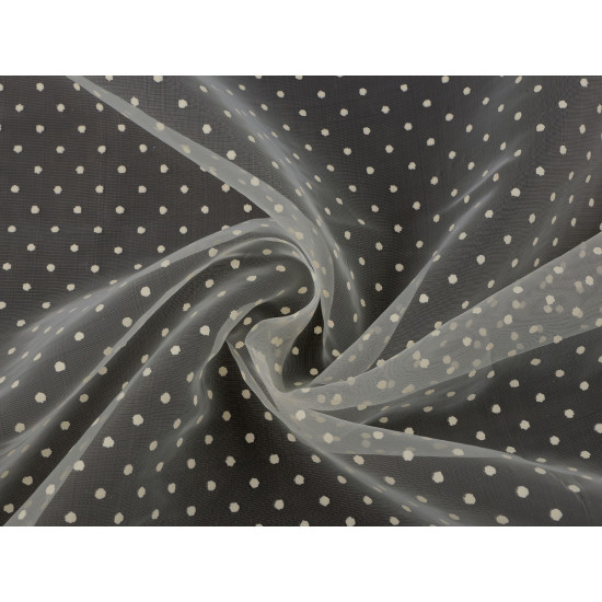 Organza à pois - Bleu lumineux (1 Mètre) Organza à pois - Bleu lumineux (1 Mètre)