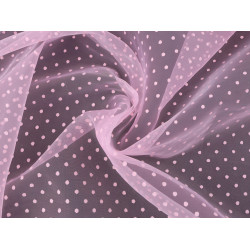 Organza à pois - Rose clair (1 Mètre)