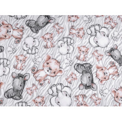 Baumwollflanell safaritiere - Hell-grau (1 Meter)
