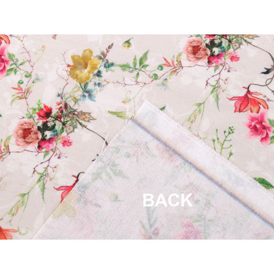Decorative fabric loneta flowers - Ecru light (10 Meters)