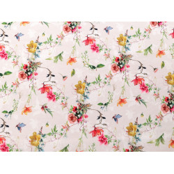 Decorative fabric loneta flowers - Ecru light (1 Meter)