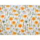 Decorative fabric loneta flowers - White natural (1 Meter)