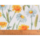 Decorative fabric loneta flowers - White natural (1 Meter)