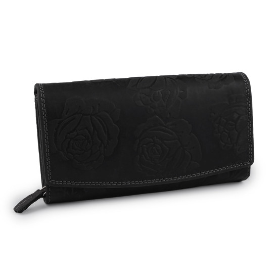 Damen geldbörse aus leder mit blumen - Rot (1 Stück) Damen geldbörse aus leder mit blumen - Rot (1 Stück)