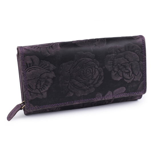 Damen geldbörse aus leder mit blumen - Rot (1 Stück) Damen geldbörse aus leder mit blumen - Rot (1 Stück)