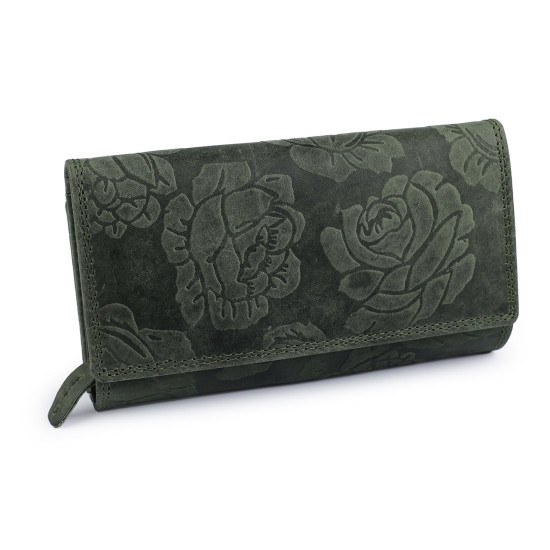 Damen geldbörse aus leder mit blumen - Rot (1 Stück) Damen geldbörse aus leder mit blumen - Rot (1 Stück)