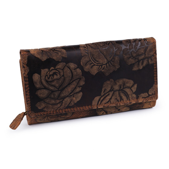 Damen geldbörse aus leder mit blumen - Rot (1 Stück) Damen geldbörse aus leder mit blumen - Rot (1 Stück)