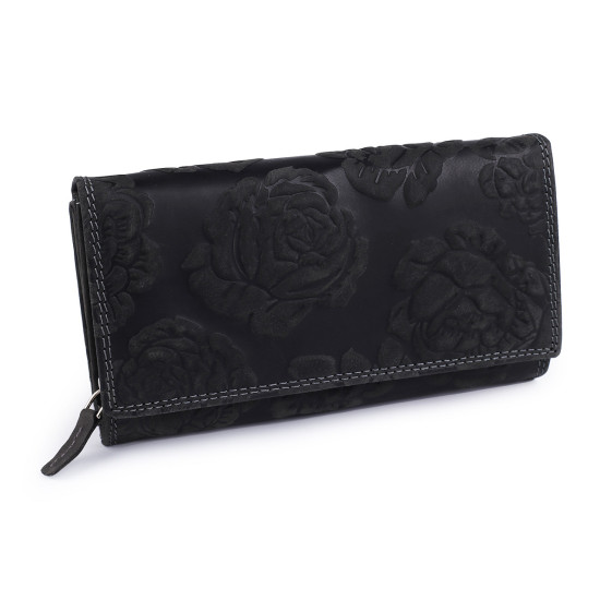 Damen geldbörse aus leder mit blumen - Rot (1 Stück) Damen geldbörse aus leder mit blumen - Rot (1 Stück)