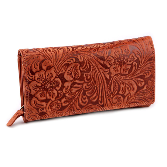 Damen geldbörse aus leder mit blumen - Rot (1 Stück) Damen geldbörse aus leder mit blumen - Rot (1 Stück)