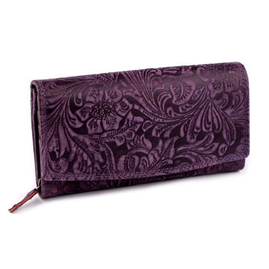 Damen geldbörse aus leder mit blumen - Rot (1 Stück) Damen geldbörse aus leder mit blumen - Rot (1 Stück)