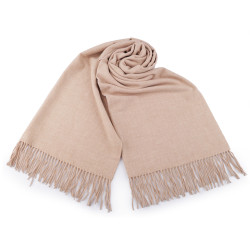 Écharpe/châle d’hiver avec franges, 65 x 190 cm - Beige clair (1 Pièce)