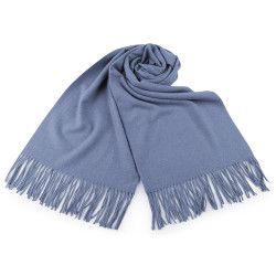 Écharpe/châle d’hiver avec franges, 65 x 190 cm - Bleu-violet (1 Pièce)