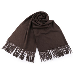 Écharpe/châle d’hiver avec franges, 65 x 190 cm - Marron (1 Pièce)
