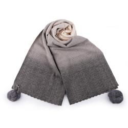 Winter shawl / plaid with pom pom 65x180 cm - Taupe (1 Piece)