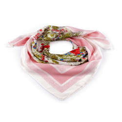 Satin scarf, meadow flowers 70x70 cm - Powder (1 Piece)