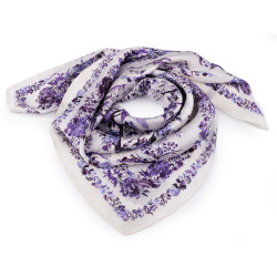 Satin scarf, silk hair wrapping scarf, flowers 70x70 cm - Cream lightest (1 Piece)