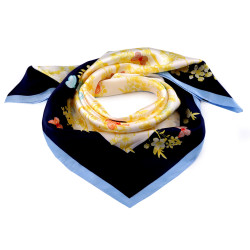 Satin silk scarf butterfly 70x70 cm - Blue dark (1 Piece)