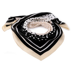 Satin scarf, silk hair wrapping scarf, dots 70x70 cm - Black (1 Piece)