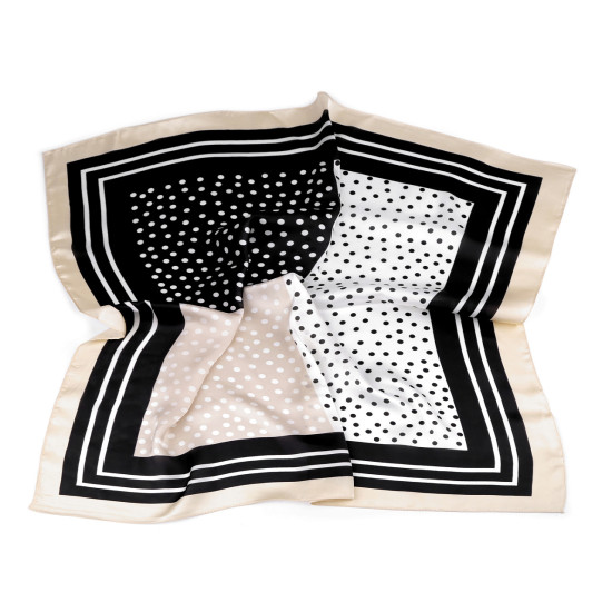 Foulard in raso, sciarpa avvolgente, in seta, motivo: punti, dimensioni: 70 x 70 cm - Nero (1 Pezzo) Foulard in raso, sciarpa avvolgente, in seta, motivo: punti, dimensioni: 70 x 70 cm - Nero (1 Pezzo)